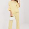 Yellow Set in Pants, Trousers, Shorts with Spandex, Polyester and Viscose