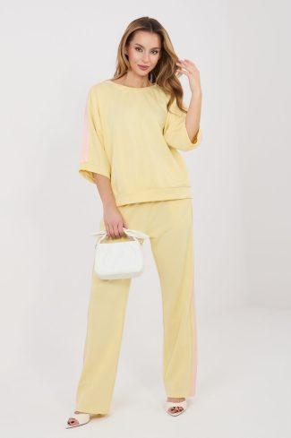 Yellow Set in Pants, Trousers, Shorts with Spandex, Polyester and Viscose