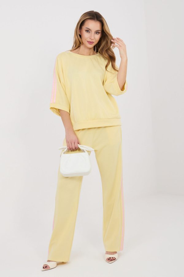 Yellow Set in Pants, Trousers, Shorts with Spandex, Polyester and Viscose