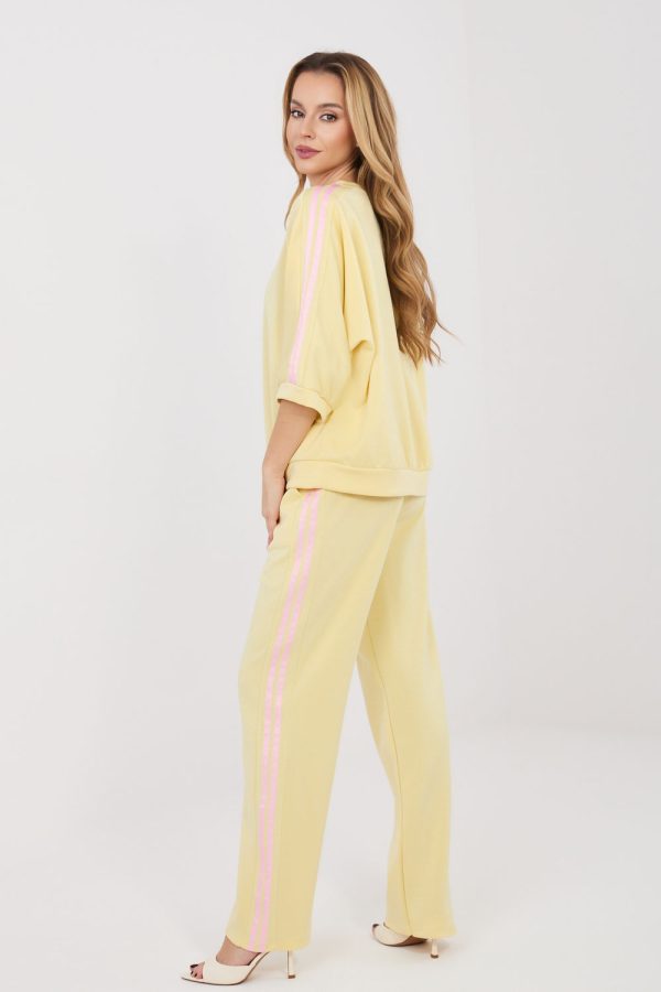 Yellow Set in Pants, Trousers, Shorts with Spandex, Polyester and Viscose