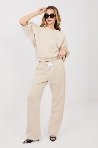 Beige Set in Pants, Trousers, Shorts with Spandex, Polyester and Viscose