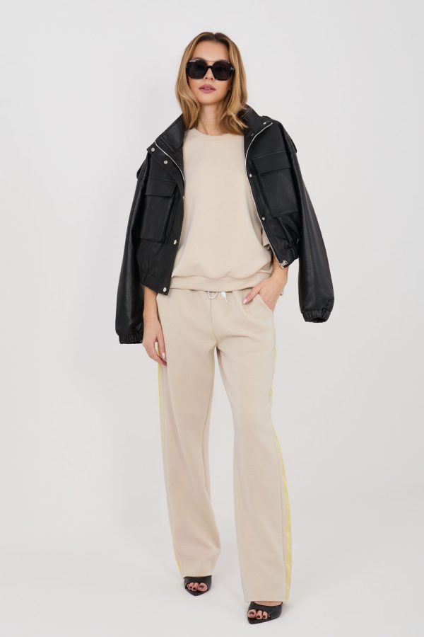 Beige Set in Pants, Trousers, Shorts with Spandex, Polyester and Viscose