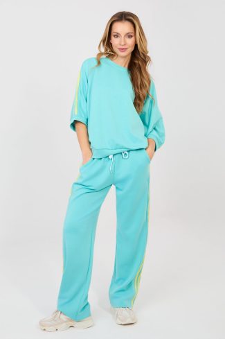 Blue Set in Pants, Trousers, Shorts with Spandex, Polyester and Viscose