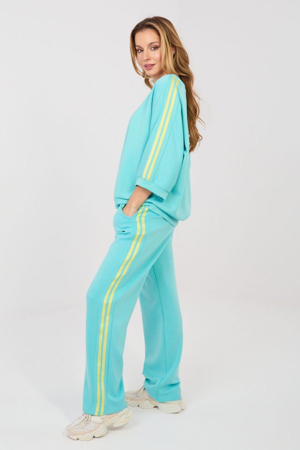 Blue Set in Pants, Trousers, Shorts with Spandex, Polyester and Viscose