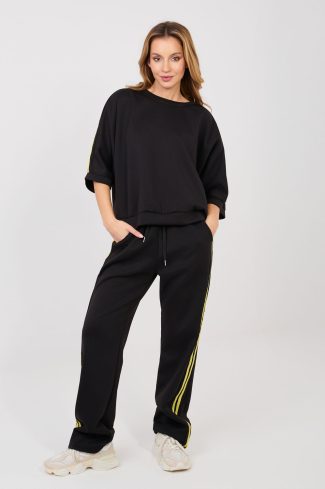 Black Set in Pants, Trousers, Shorts with Spandex, Polyester and Viscose