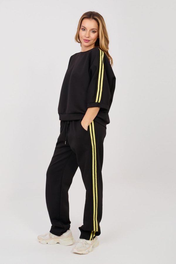 Black Set in Pants, Trousers, Shorts with Spandex, Polyester and Viscose