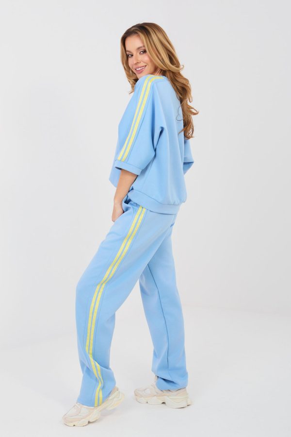 Blue Set in Pants, Trousers, Shorts with Spandex, Polyester and Viscose