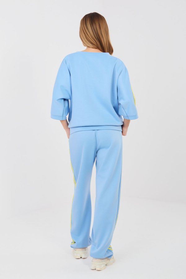 Blue Set in Pants, Trousers, Shorts with Spandex, Polyester and Viscose
