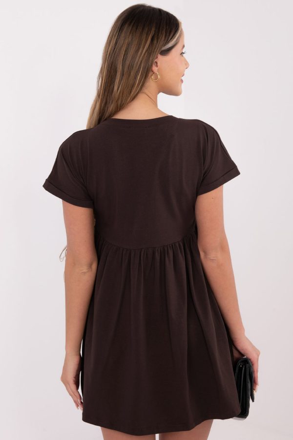 Brown Daydress in Day Dresses with Cotton and Spandex