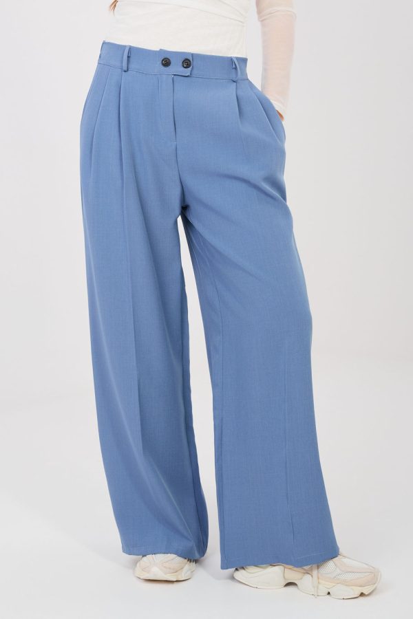 Blue Women's Pants in Pants, Trousers, Shorts with Spandex and Polyester