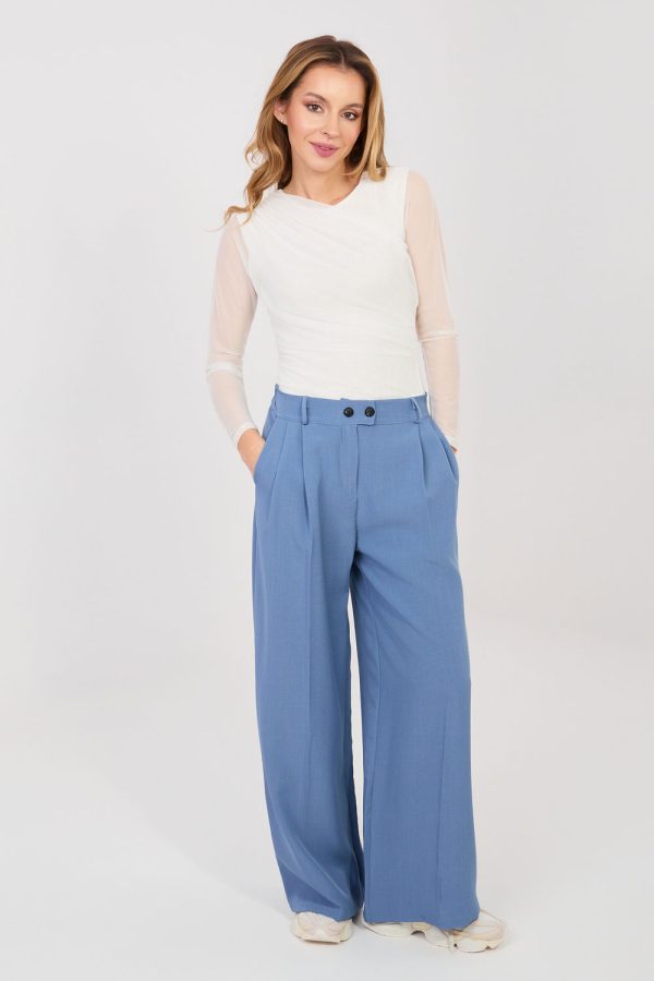Blue Women's Pants in Pants, Trousers, Shorts with Spandex and Polyester
