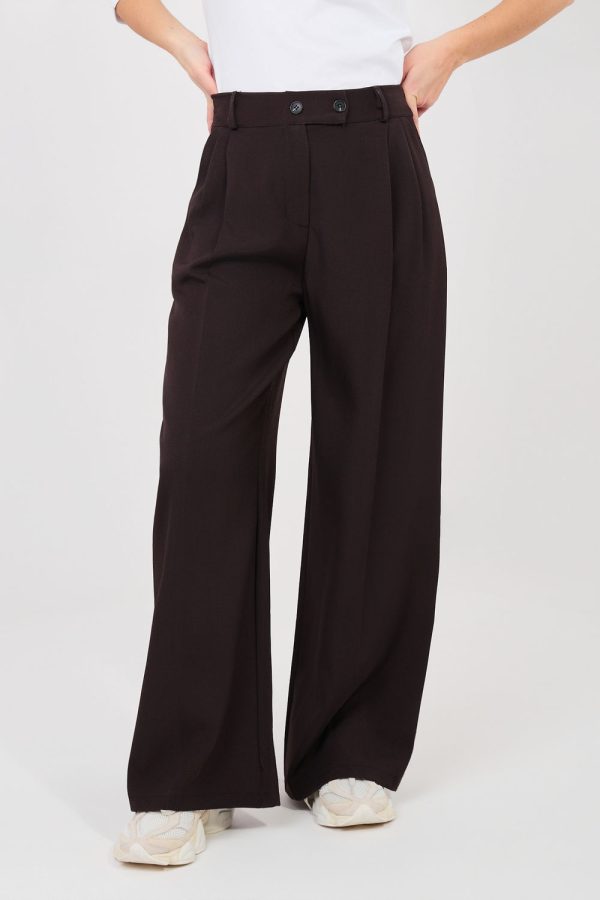 Brown Women Trousers in Pants, Trousers, Shorts with Spandex and Polyester