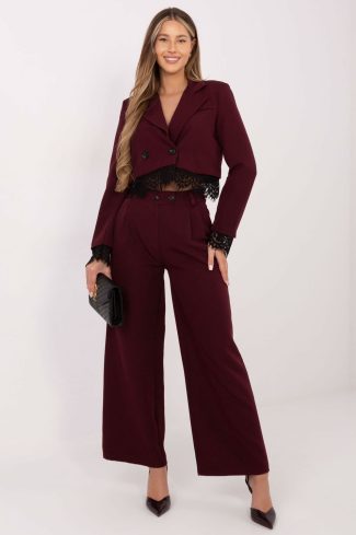 Red Women Trousers in Pants, Trousers, Shorts with Spandex and Polyester