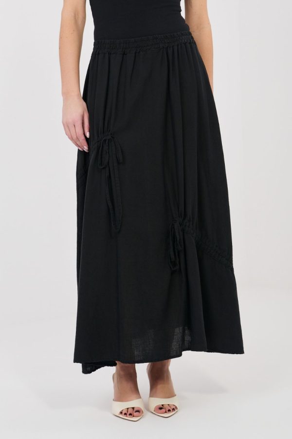 Black Long Skirt in Skirts with Cotton, Len and Lyocel