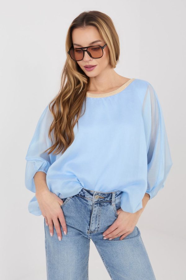 Blue Blouse in Women`s Blouses, Tunics with Lyocel and Polyester