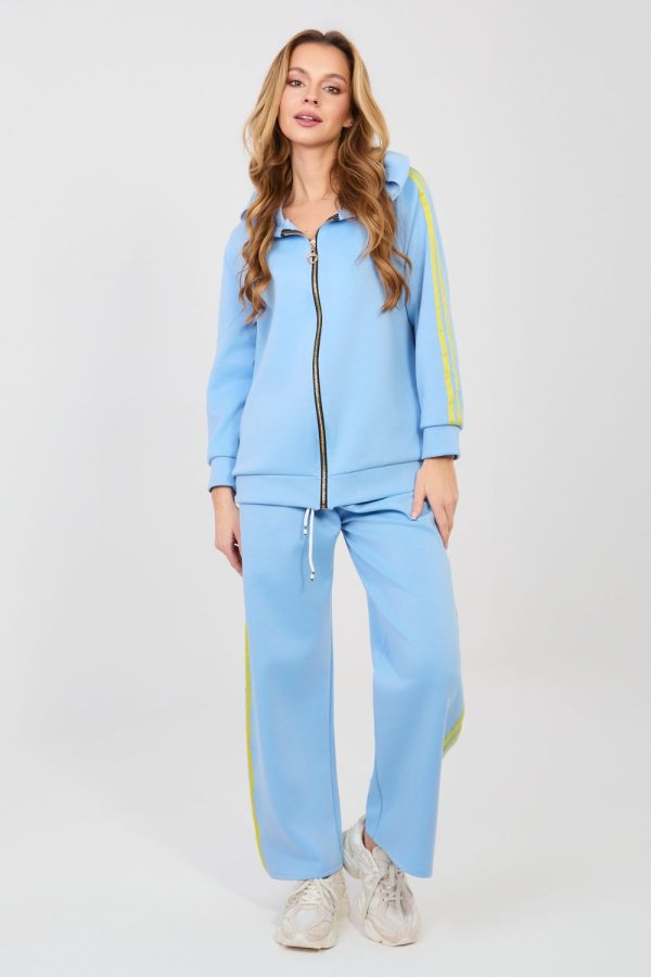 Blue Set in Pants, Trousers, Shorts with Spandex, Polyester and Viscose