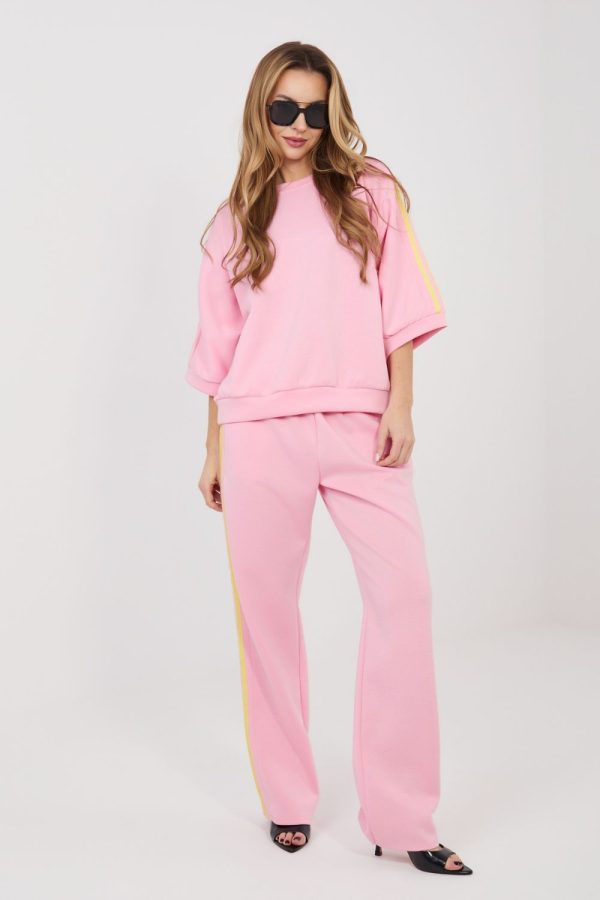 Pink Set in Pants, Trousers, Shorts with Spandex, Polyester and Viscose