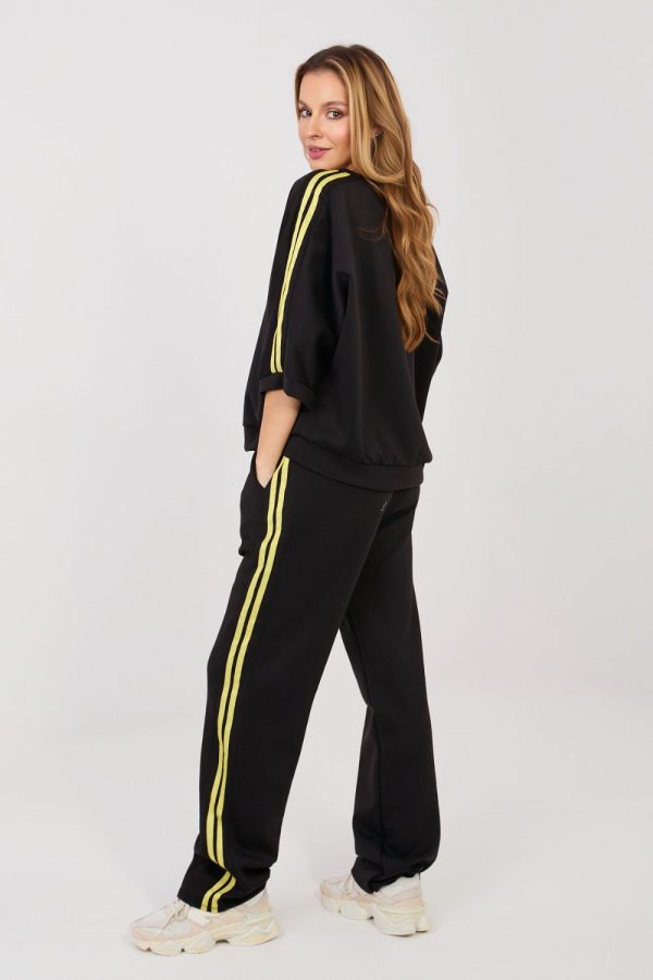 Black Set in Pants, Trousers, Shorts with Spandex, Polyester and Viscose