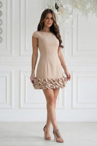 Beige Cocktail Dress in Formal Dresses, Cocktail Dresses with Spandex and Polyester