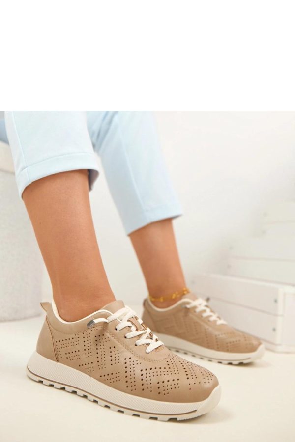 Beige Sport Shoes in Women`s Athletic Shoes, Trainers, Sneakers with Fabric, Footbed and Sole Height