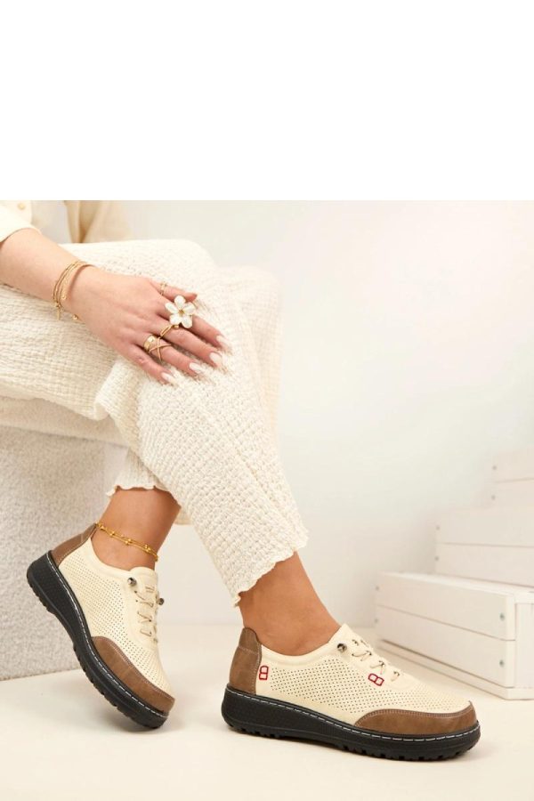 Beige Half Shoes..Fabric, Footbed and Platform Height