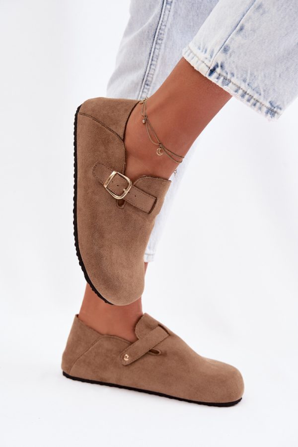 Beige Half Shoes in Women`s Ankle Boots & Booties with Fabric, Footbed and Upper Height