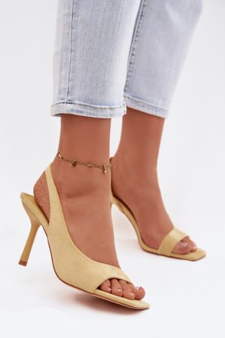 Yellow Heel Sandals in Sandals & Flip-Flops For Women with Fabric, Footbed and Heel Height