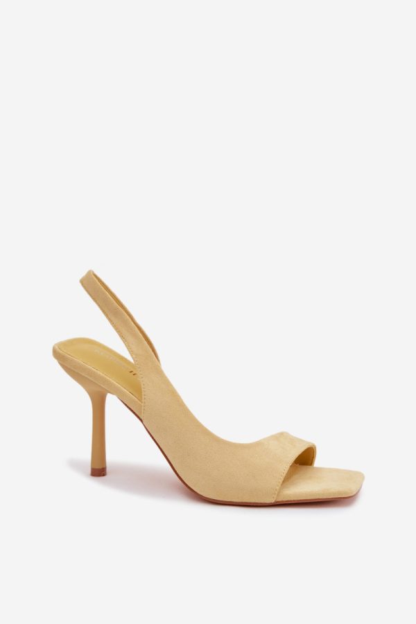 Yellow Heel Sandals in Sandals & Flip-Flops For Women with Fabric, Footbed and Heel Height