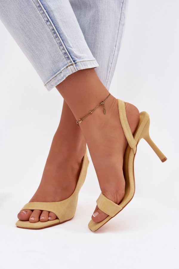 Yellow Heel Sandals in Sandals & Flip-Flops For Women with Fabric, Footbed and Heel Height