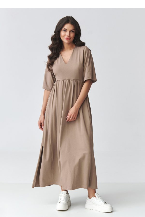 Brown Daydress in Day Dresses with Cotton and Spandex