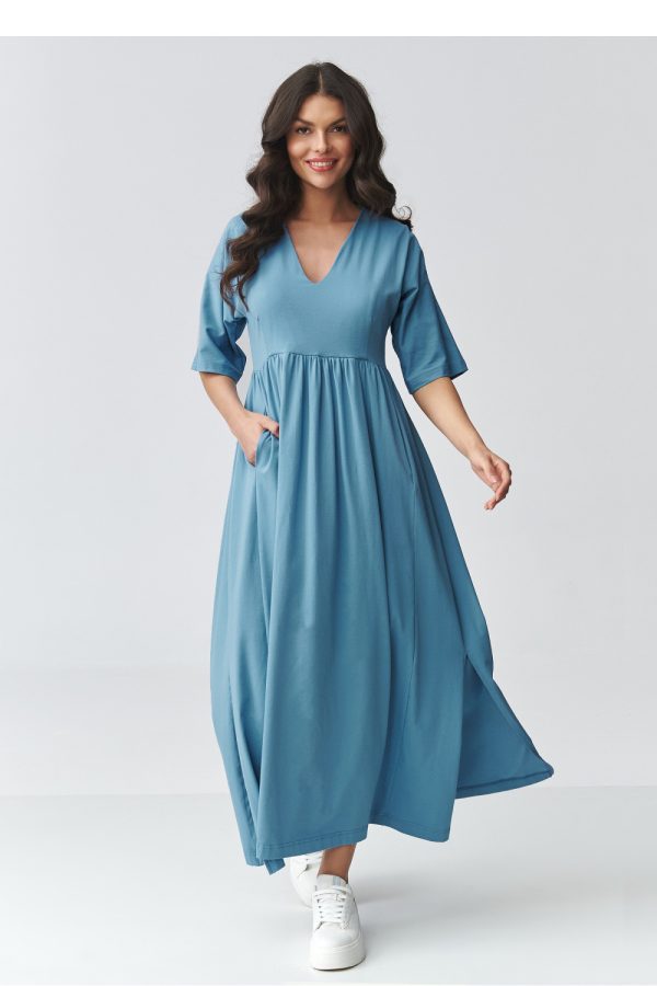 Blue Daydress in Day Dresses with Cotton and Spandex