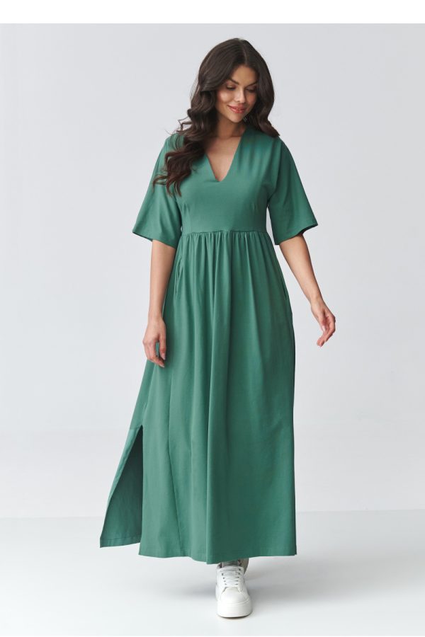 Green Daydress in Day Dresses with Cotton and Spandex