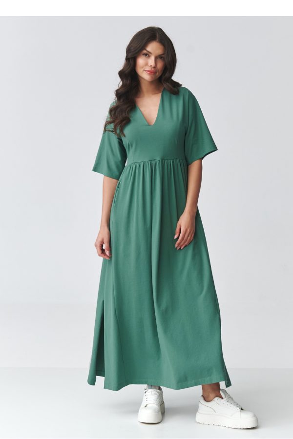 Green Daydress in Day Dresses with Cotton and Spandex