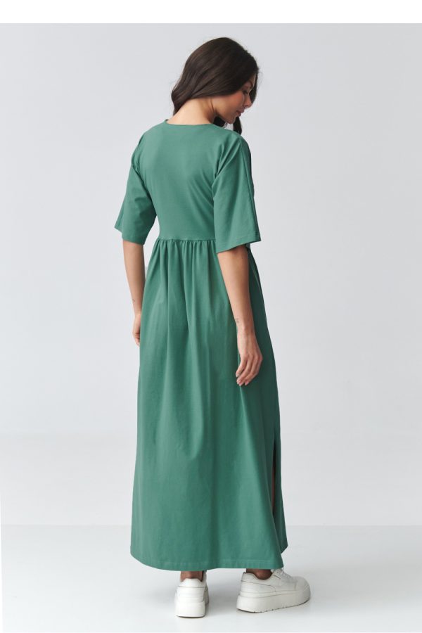 Green Daydress in Day Dresses with Cotton and Spandex