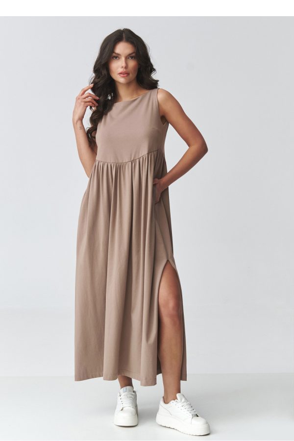 Brown Daydress in Day Dresses with Cotton and Spandex
