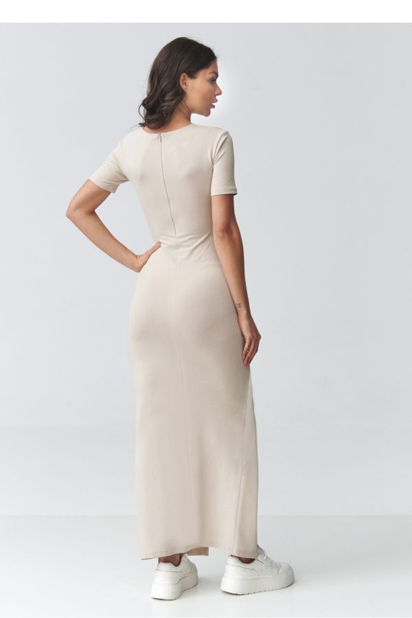 Beige Daydress in Day Dresses with Cotton and Spandex