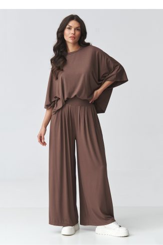 1118098 Brown Set in Pants, Trousers, Shorts with Spandex and Viscose