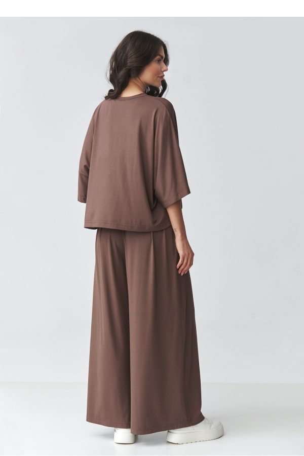 Brown Set in Pants, Trousers, Shorts with Spandex and Viscose