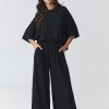 Black Set in Pants, Trousers, Shorts with Spandex and Viscose