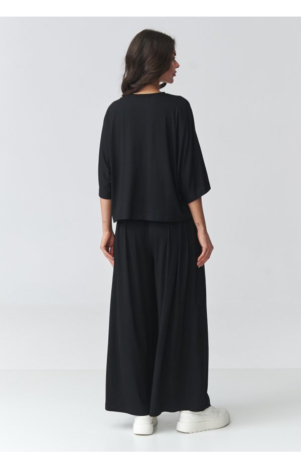 Black Set in Pants, Trousers, Shorts with Spandex and Viscose