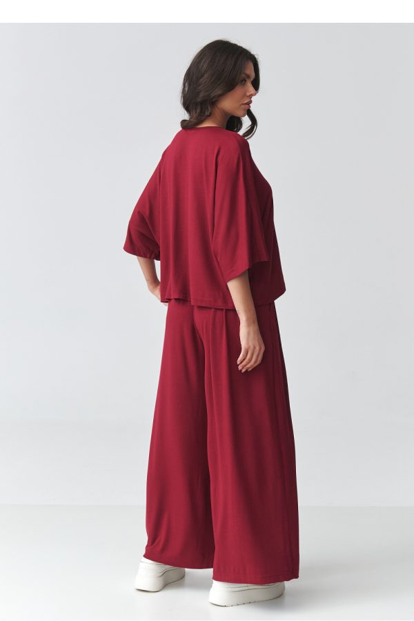 Red Set in Pants, Trousers, Shorts with Spandex and Viscose