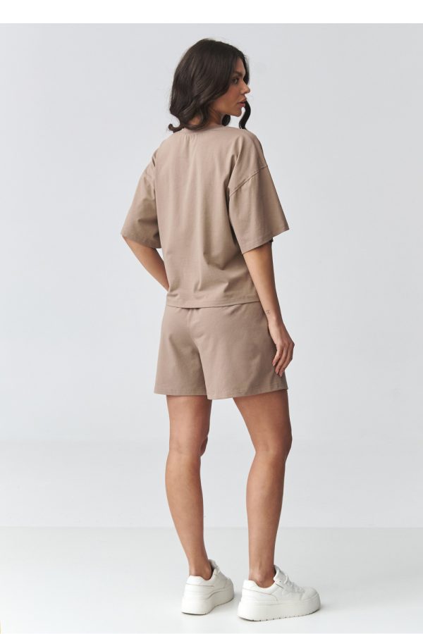 Brown Set in Pants, Trousers, Shorts with Cotton and Spandex