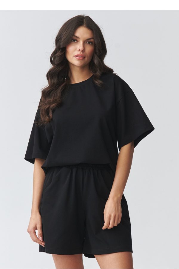 Black Set in Pants, Trousers, Shorts with Cotton and Spandex