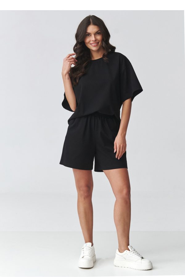 Black Set in Pants, Trousers, Shorts with Cotton and Spandex