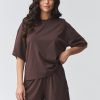 Brown Set in Pants, Trousers, Shorts with Cotton and Spandex