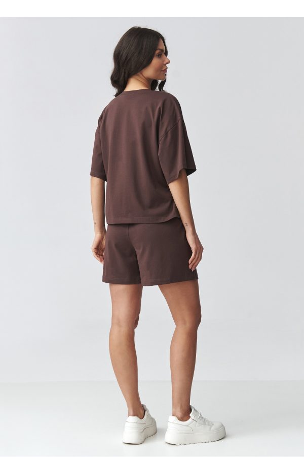Brown Set in Pants, Trousers, Shorts with Cotton and Spandex