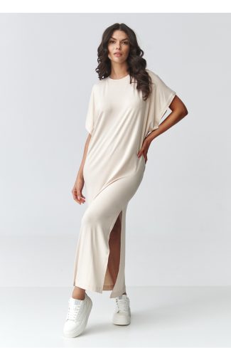 Beige Daydress in Day Dresses with Spandex and Viscose
