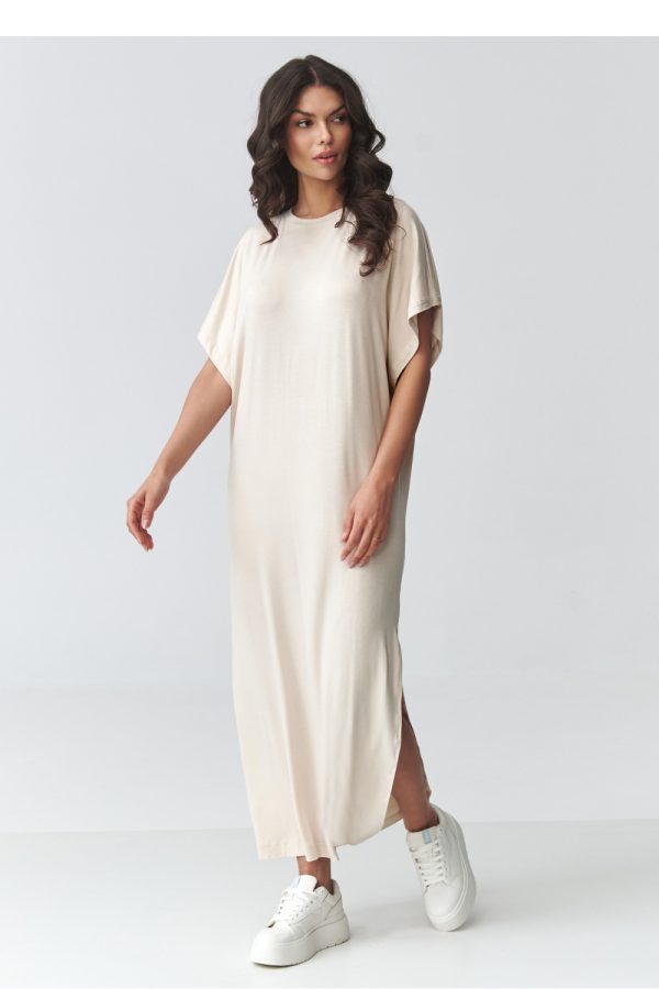 Beige Daydress in Day Dresses with Spandex and Viscose