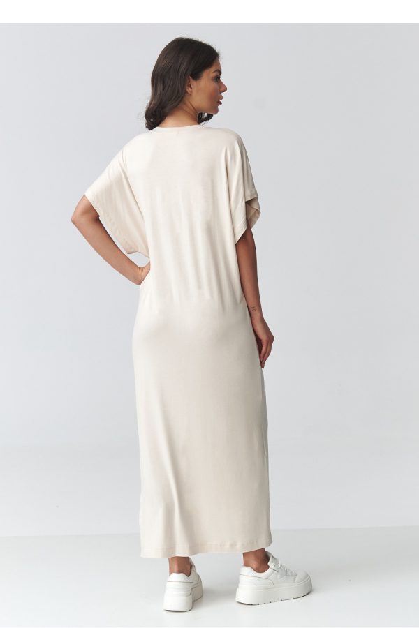 Beige Daydress in Day Dresses with Spandex and Viscose