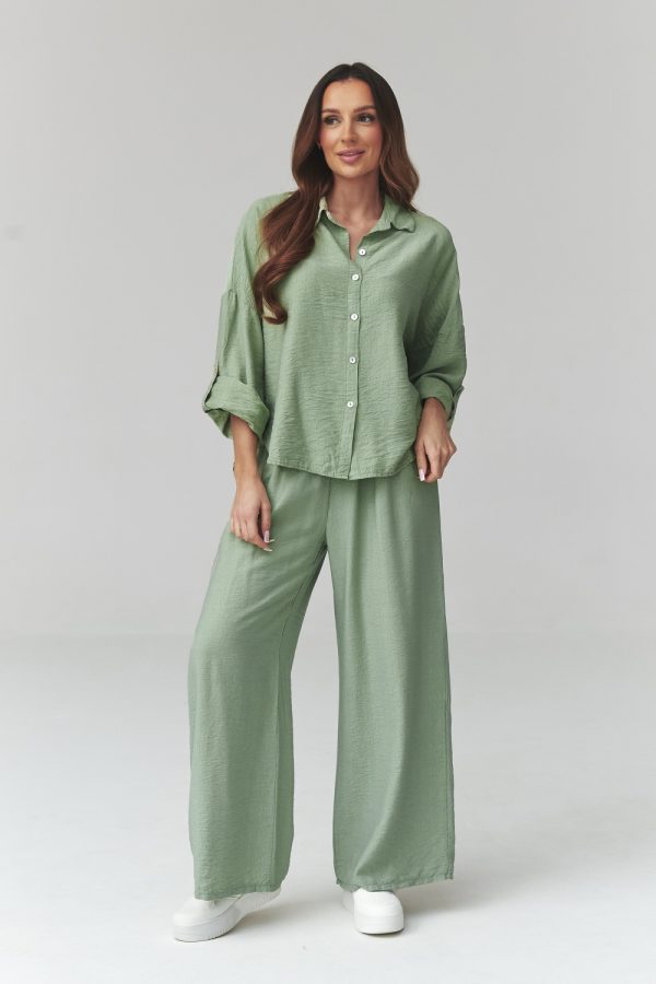 Green Set in Pants, Trousers, Shorts with Viscose